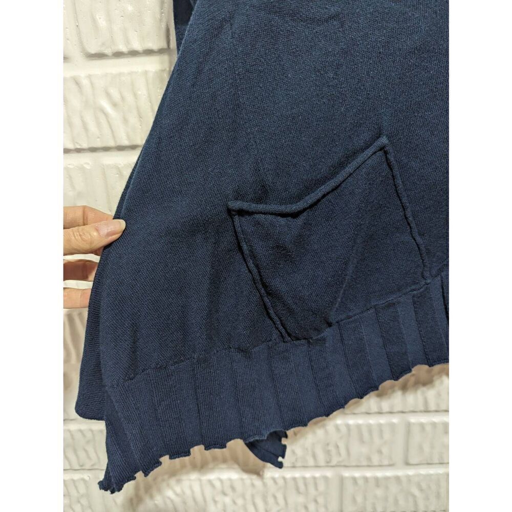 Planet Womens Blue Raglan Sleeves Wide Box Pleat Bottom V-Neck Sweater One Size - Picture 3 of 8